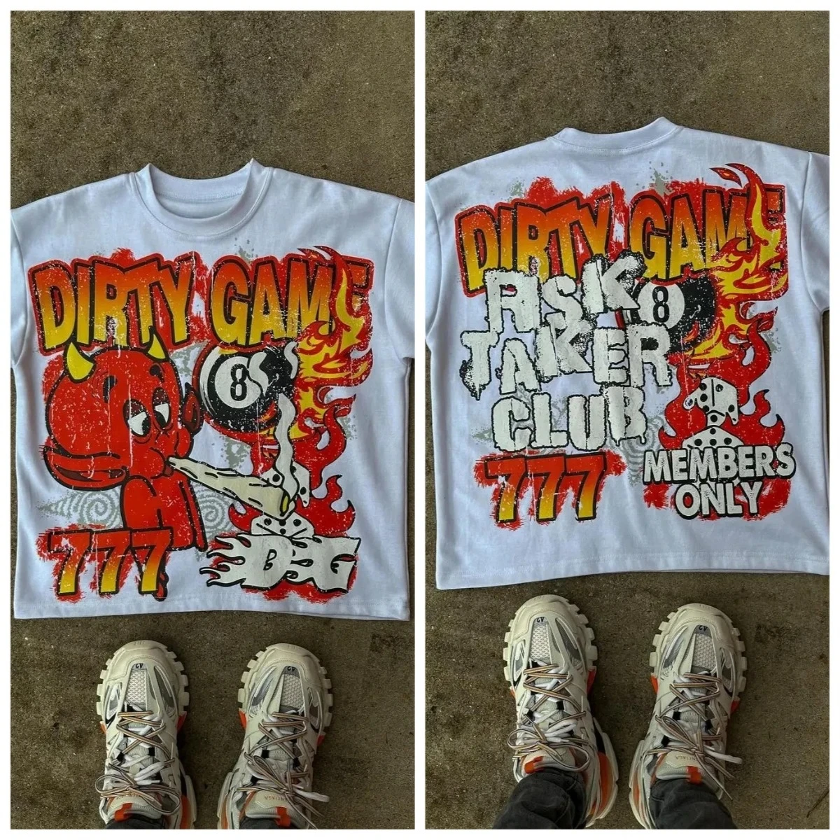 American Trend Retro Oversized Cartoon Printed T-shirt Women Y2k Cotton Round Neck Short Sleeve Harajuku Gothic Summer Tee Tops