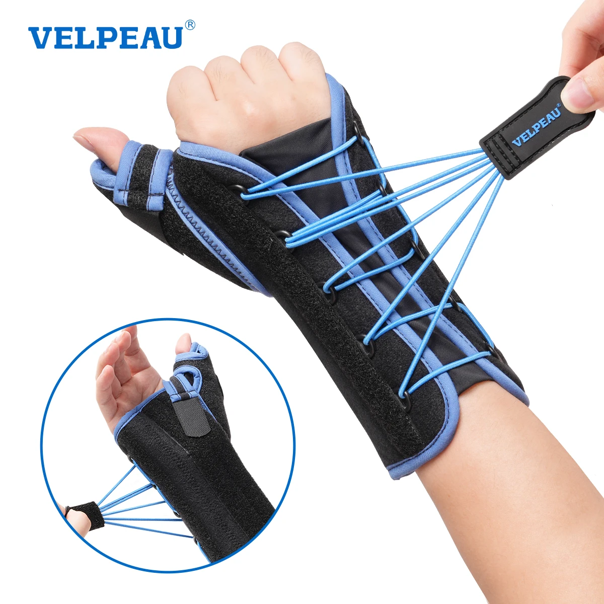 VELPEAU Adjustable Wrist Brace for Arthritis Sprain Injuries and Carpal Tunnel Pain, Wrist Splint with Detachable Thumb Support