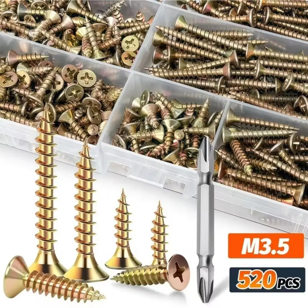 M 3.5 Self-Drilling Wood Screws Carbon Steel Coarse Thread Deck Screws Self Tapping Rust Resistant Flooring Nails Exterior Use
