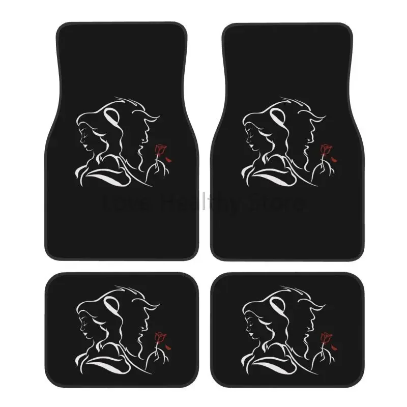 

Beauty Within The Beast Print Автомобильные коврики Набор из 4-х предметов Автоматические передние и задние коврики для ног с резиновой подложкой Автомобильные аксессуары