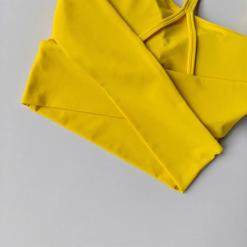 Damen-Sport-BH in Y-Form am Rücken, schnell trocknend, dünner Gürtel, Yoga-Fitness-Pilates-Weste, schönes Raffungsdesign für aktive Kleidung