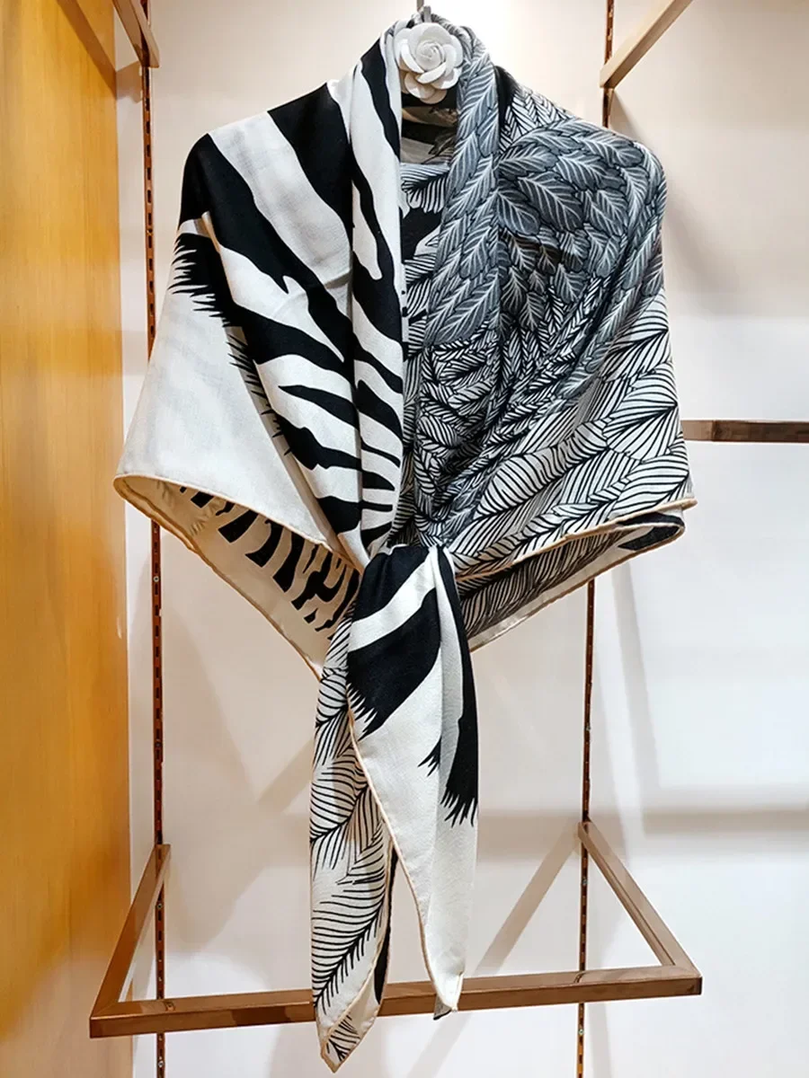 Echarpe-carree-de-luxe-pour-femme-en-soie-et-laine-de-qualite-imprime-zebre-pegase-bord-roule-a-la-main-chaude-et-douce-grande-taille