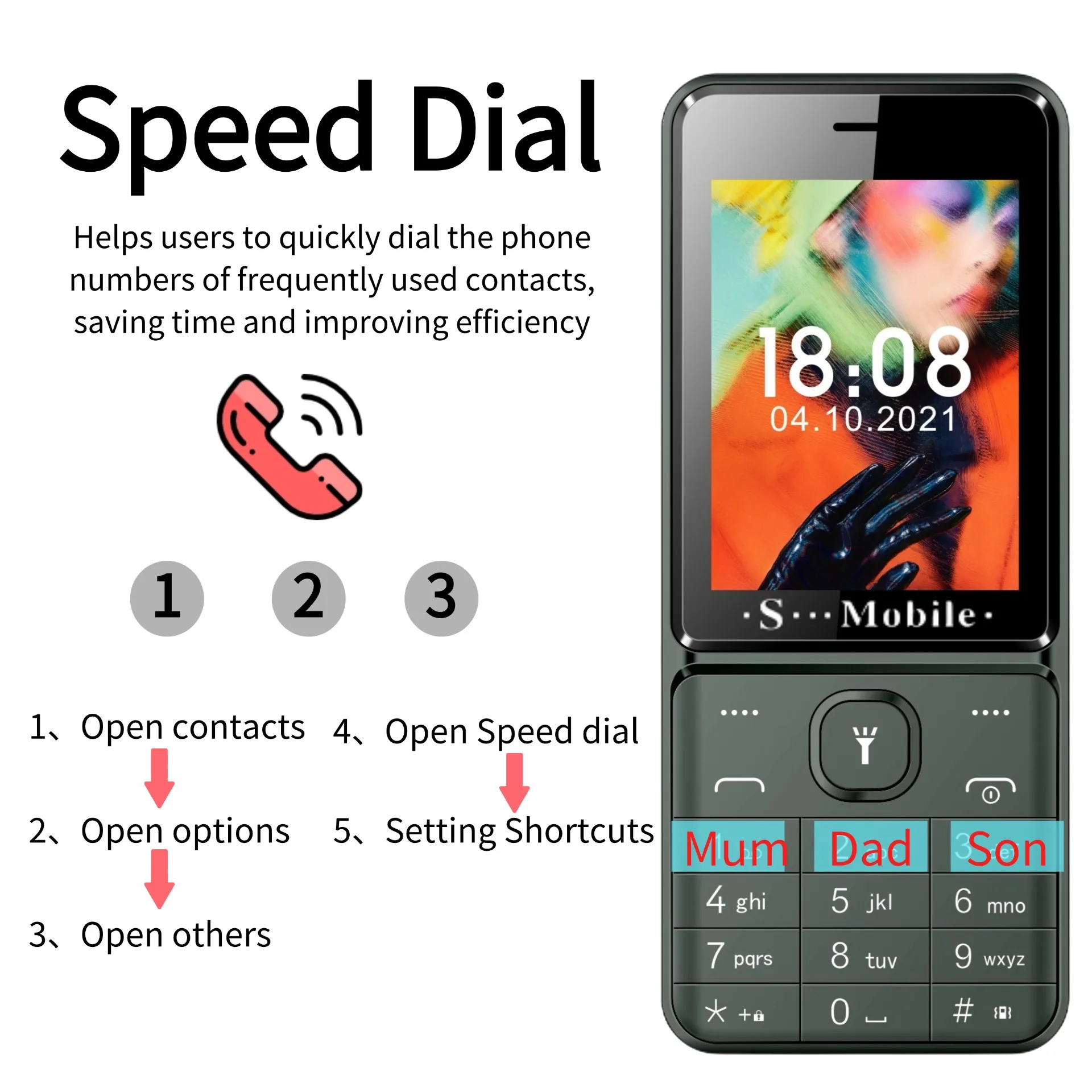 Unlocked 4 Quad Sim Senior Phone 2.8