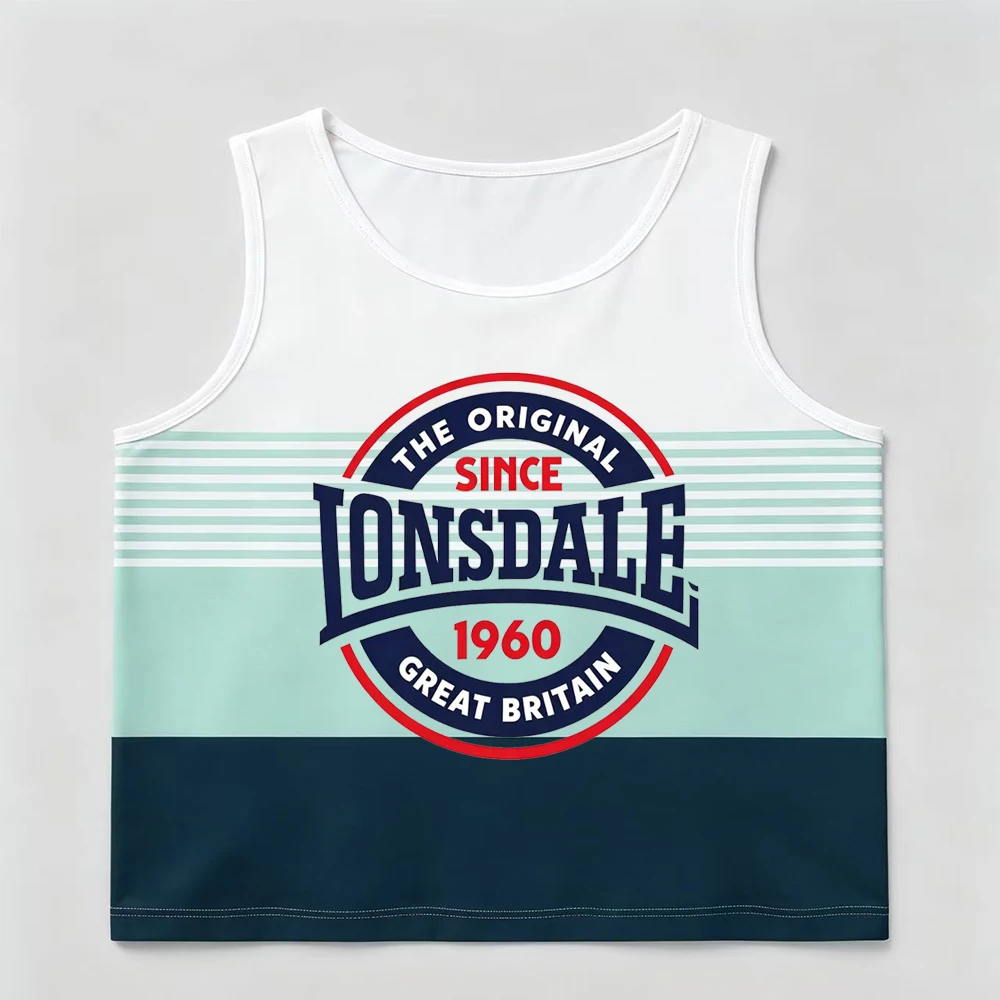 Men's Retro 3D Digital LONSDALE Printed Street Casual Loose Short-Sleeved T-Shirt Multifunctional Comfortable Vest for Men
