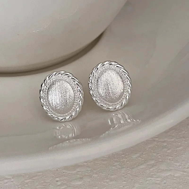 Mewanry Scrub Ellipse Geometric Stud Earrings For Women Girls Creative Classic Elegant Fashion Minimalist Birthday Jewelry Gifts