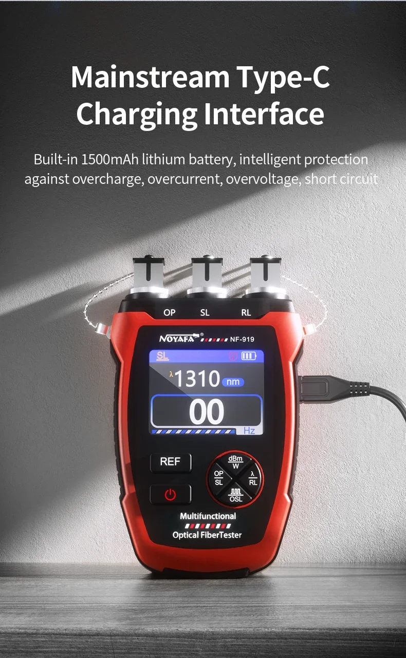 2026 Bestseller NOYAFA NF-919 Optisches Leistungsmessgerät, 3-in-1 Glasfaserkabel-Tester mit Lichtquellenfunktion & 10KM Visueller Fehlerortung – Detail 8