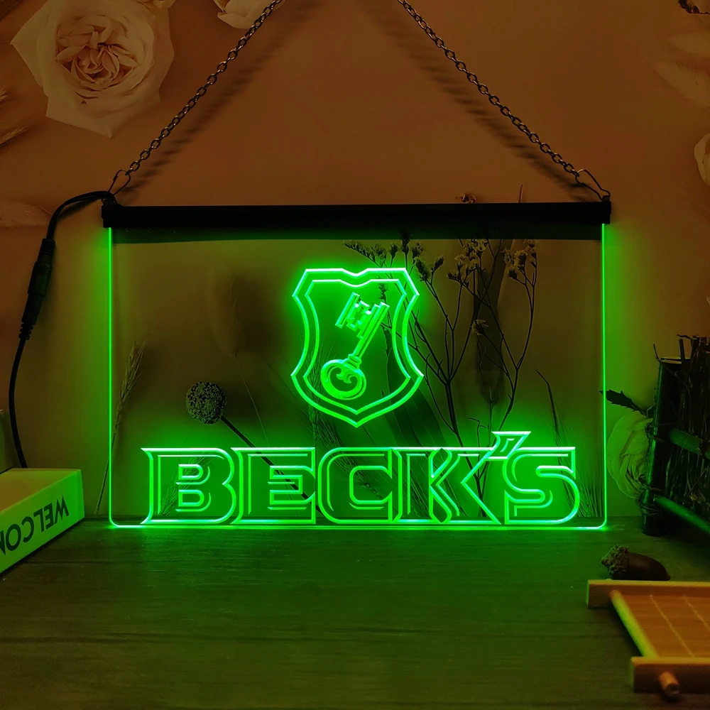 Beck's Becks Beer Sign Bar 3D Carving LED Neon Sign Wall Art for Home,Farmhouse,Room,Bedroom,Office Decor,Unique,Eye-catching