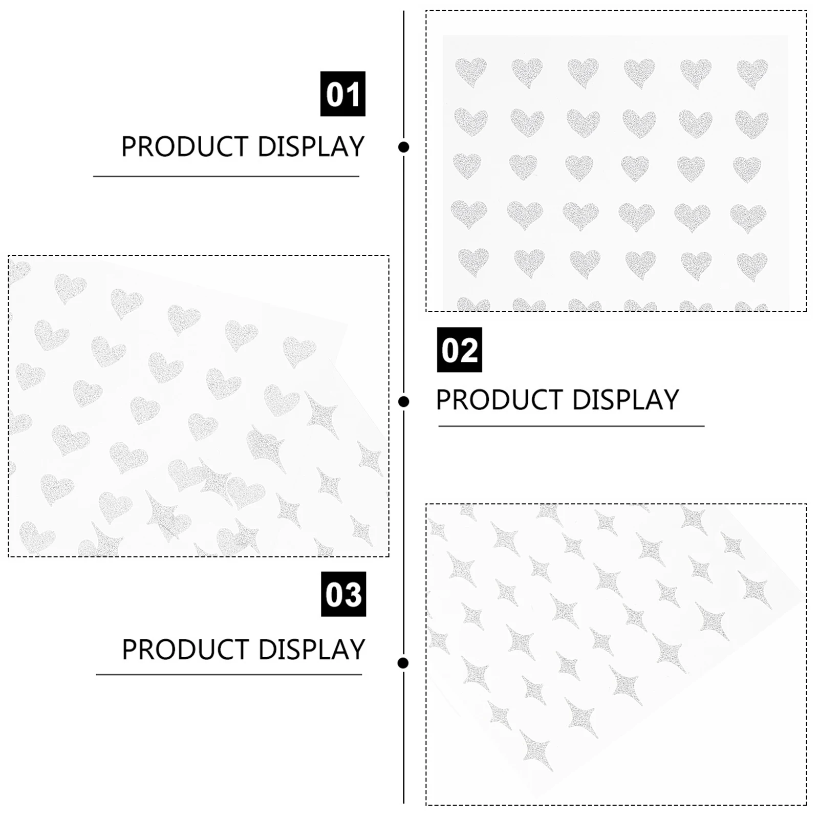 

6 Sheets Silver Glitter Nail Stickers Art Decal Manicure Heart Decals Adhesive Star for