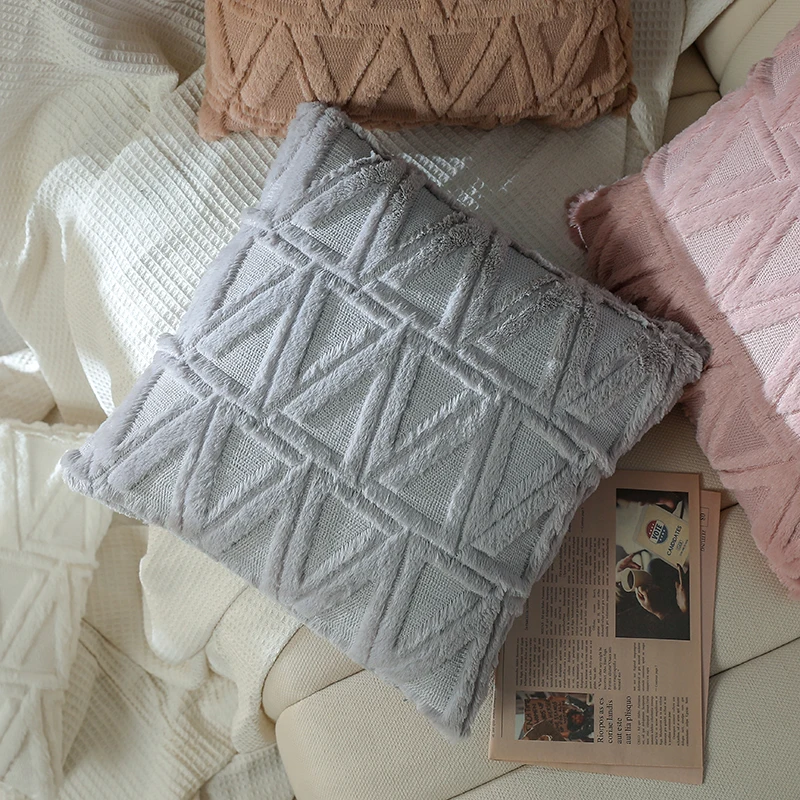 Funda Cojines De 45x45 Plush Pillow Cover for Sofa Living Room Decorative Pillowcase Soft Plain Cushion Cover Nordic Pillowcase