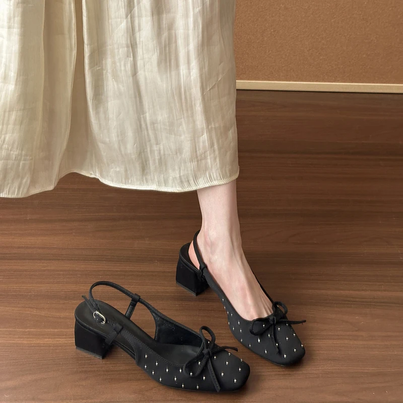 

Pop New Summer Butterfly-knot Thick Heel Women Sandals Fashion Outdoor Singbacks Party Dress Women's Footwear