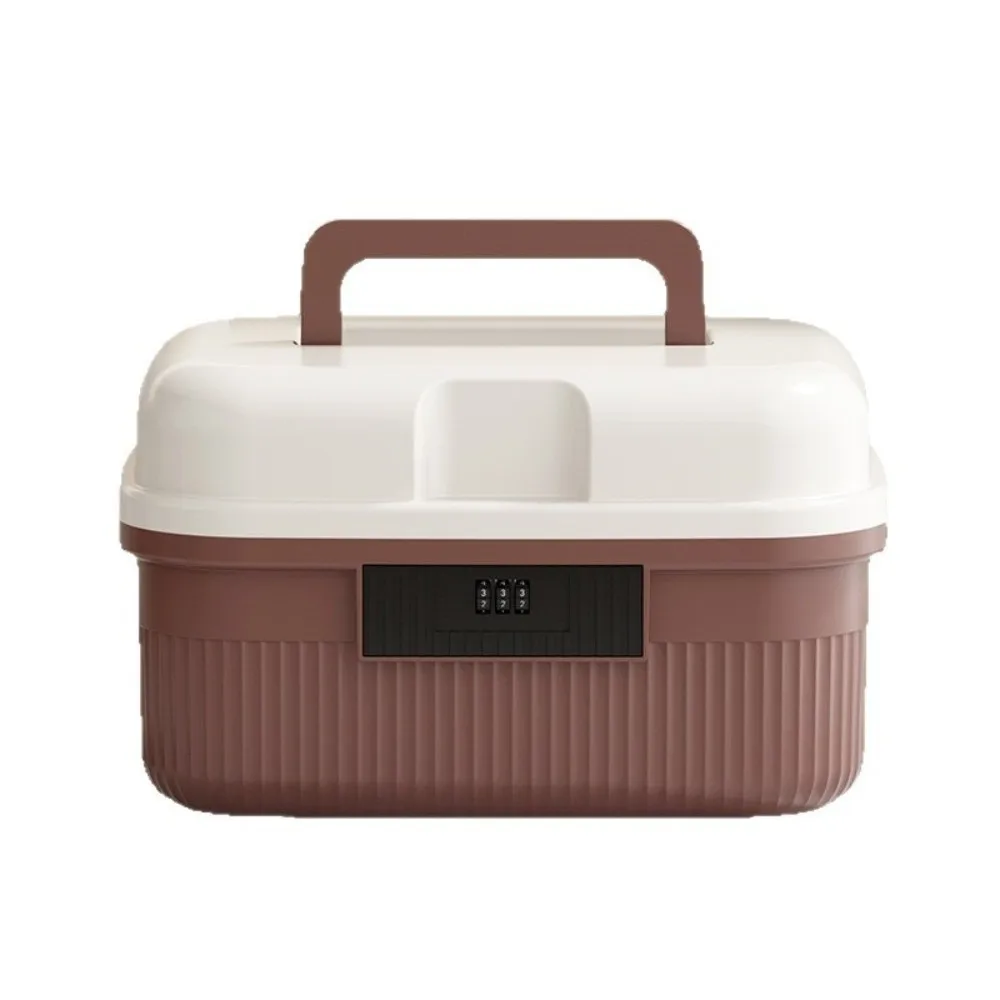 Lockable Password Lock Safe Box Large Capacity Two Layers Storage Bin Privacy Security Portable Cash Jewelry Organizer