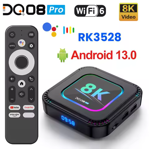 DQ08 Pro RK3528 Android 13 Quad Core Smart TV Box RGB 8K Video 4K@60fps HDR10+ 2.4&amp;5G Wifi6 BT5.0 Google Voice 2G16G 4G 32G 64G