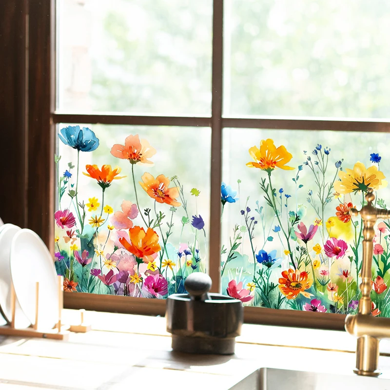 

Colorful Flower Butterfly Windows Sticker Electrostatic Paste Window Paste Visible Decoration Living Room Bedroom Glass Decal