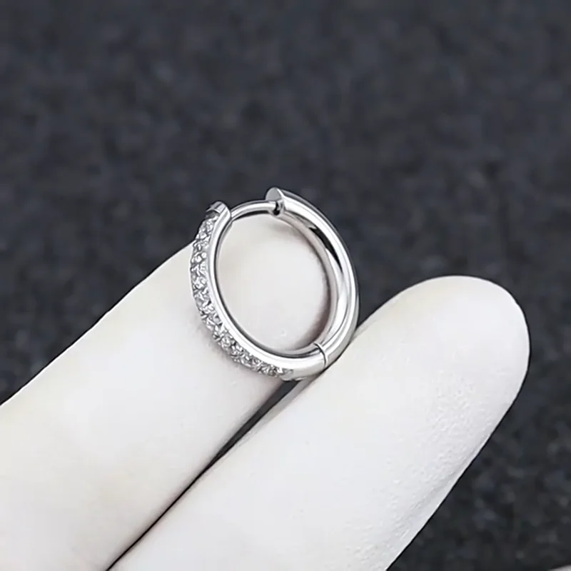 20897 Stainless Steel Zircon Earrings Mini Line 1.6/2/2.5mm High Polished Earring Accessories Minimalist Style Size 8/10/12mm
