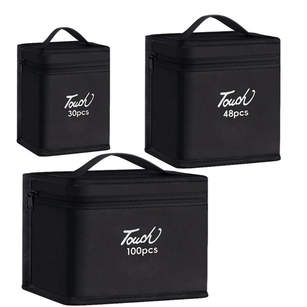 

Black Color Marker Pens Storage Bag 12-168 Count Zippered Closure Art Markers Organizer Canvas Material Functional Storage