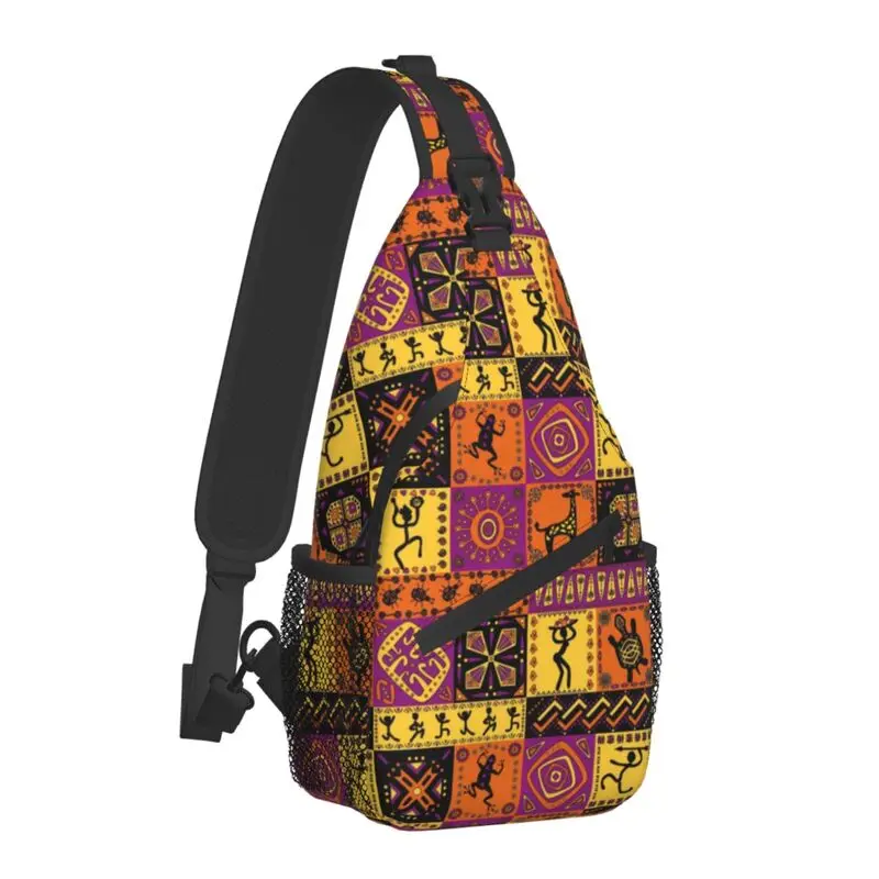 Ethnic National Patterns Sling Crossbody Backpack Men Custom African Art Chest Shoulder Bag for Cycling Camping Daypack