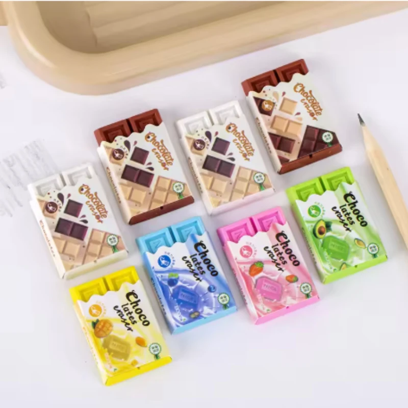 1pcs Random Cute Kawaii Candy Color Rubber Fun Creative Chocolate Eraser Novelty Stationery Office School Supplies