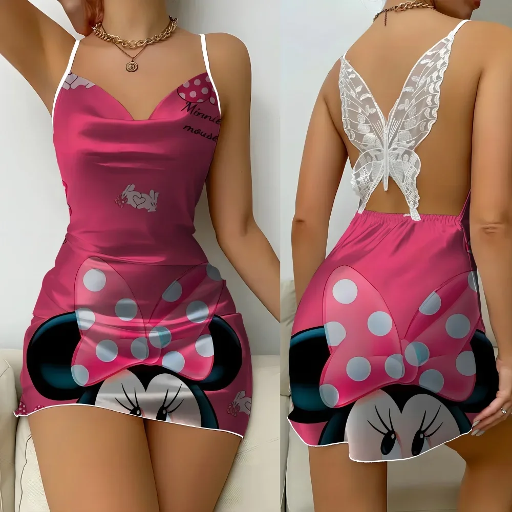 Summer Sleevesless Sleeping Skirt for Women Free Shipping Disney Cartoon Pattern Female Nightwear Fashion Sexy Women's Pajama