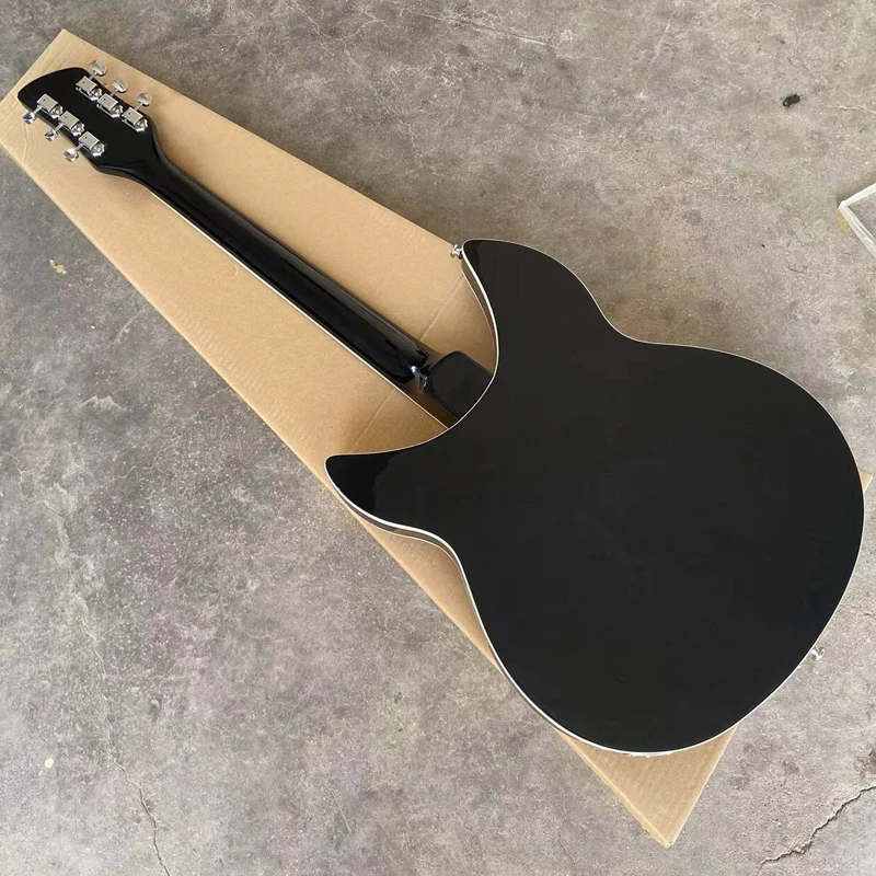 New Trapeze Tailpiece 360 Electric Guitar Black Semi Hollow Body, Rosewood Fingerboard, High Quality 6 String Guitarra