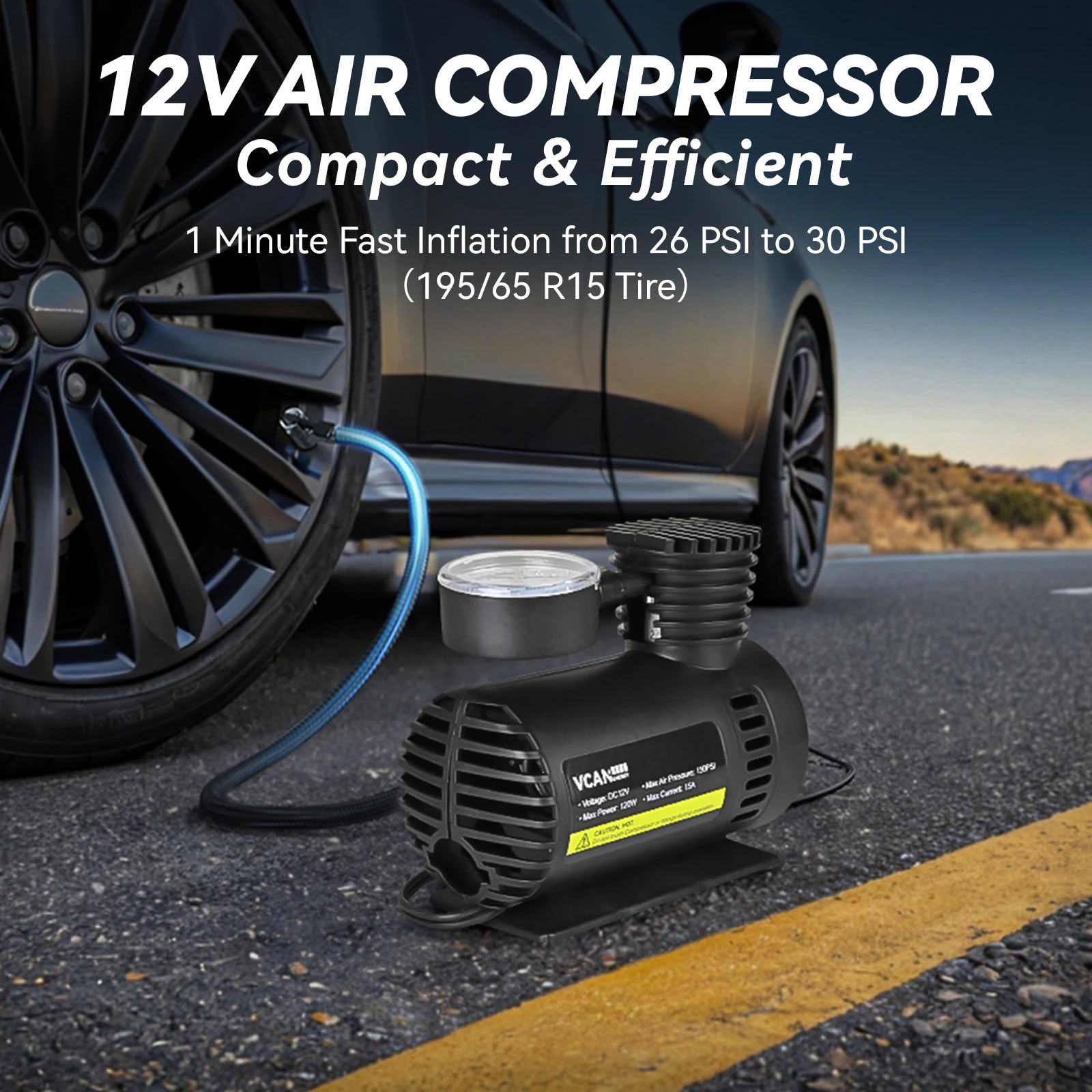 حقيبة أدوات السلامة في حالات الطوارئ مع ضاغط هواء محمول، كابلات توصيل معزز، مجموعة أدوات الإسعافات الأولية، مقياس ضغط الإطارات، سلامة السيارة #3