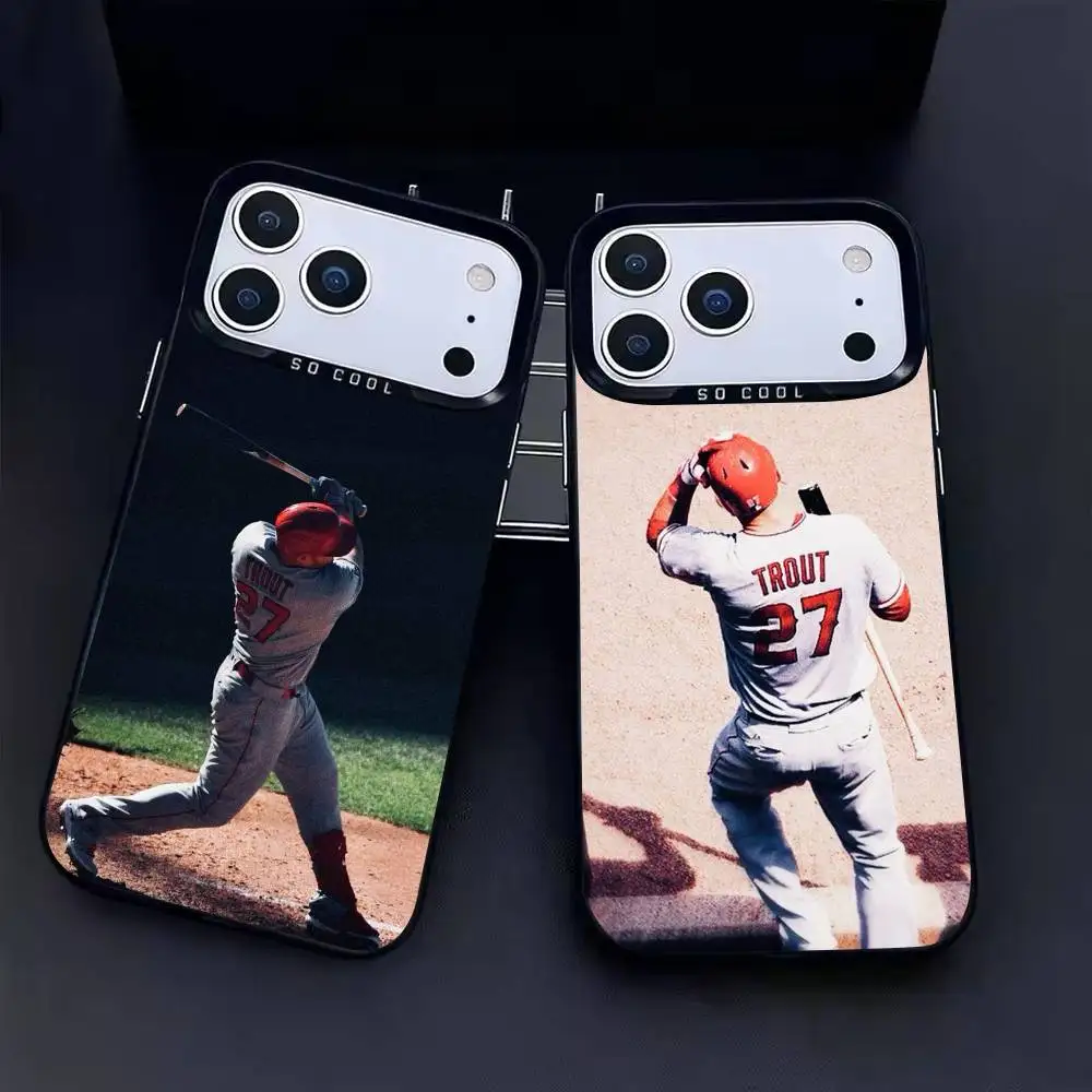 

baseball player Mike T-Trout 27 Phone Case For iPhone17, 16,15,14,13,12 Pro Max Black Candy Matte Shockproof Cover