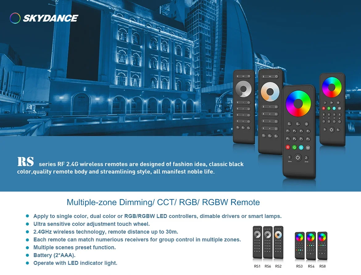 4Zone LED Dimmer 12V 24V 36V Single CCT RGB RGBW RGBCCT LED Strip Wireless 2.4G RF Remote Control Push V1 V2 V3 VP V5-M Dimmable