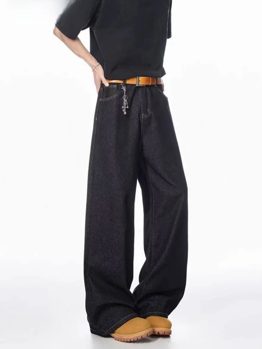 Jeans Americanos Retrô de Perna Larga para Homens e Mulheres, Calças Longas de Corte Reto, Moda Jovem Casual, Ajuste Solto e Respirável para o Verão