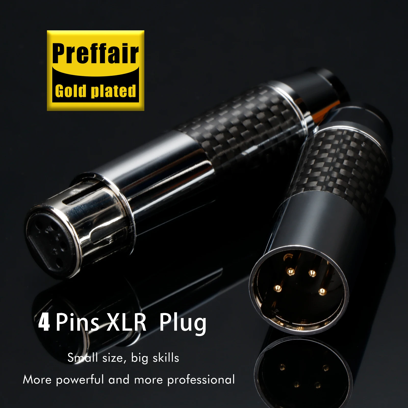 Hallo-end 4pin XLR Stecker Rhodiniert Carbon Fiber Audio XLR Stecker Buchse Stecker Für 11mm DIY verbindung Kabel