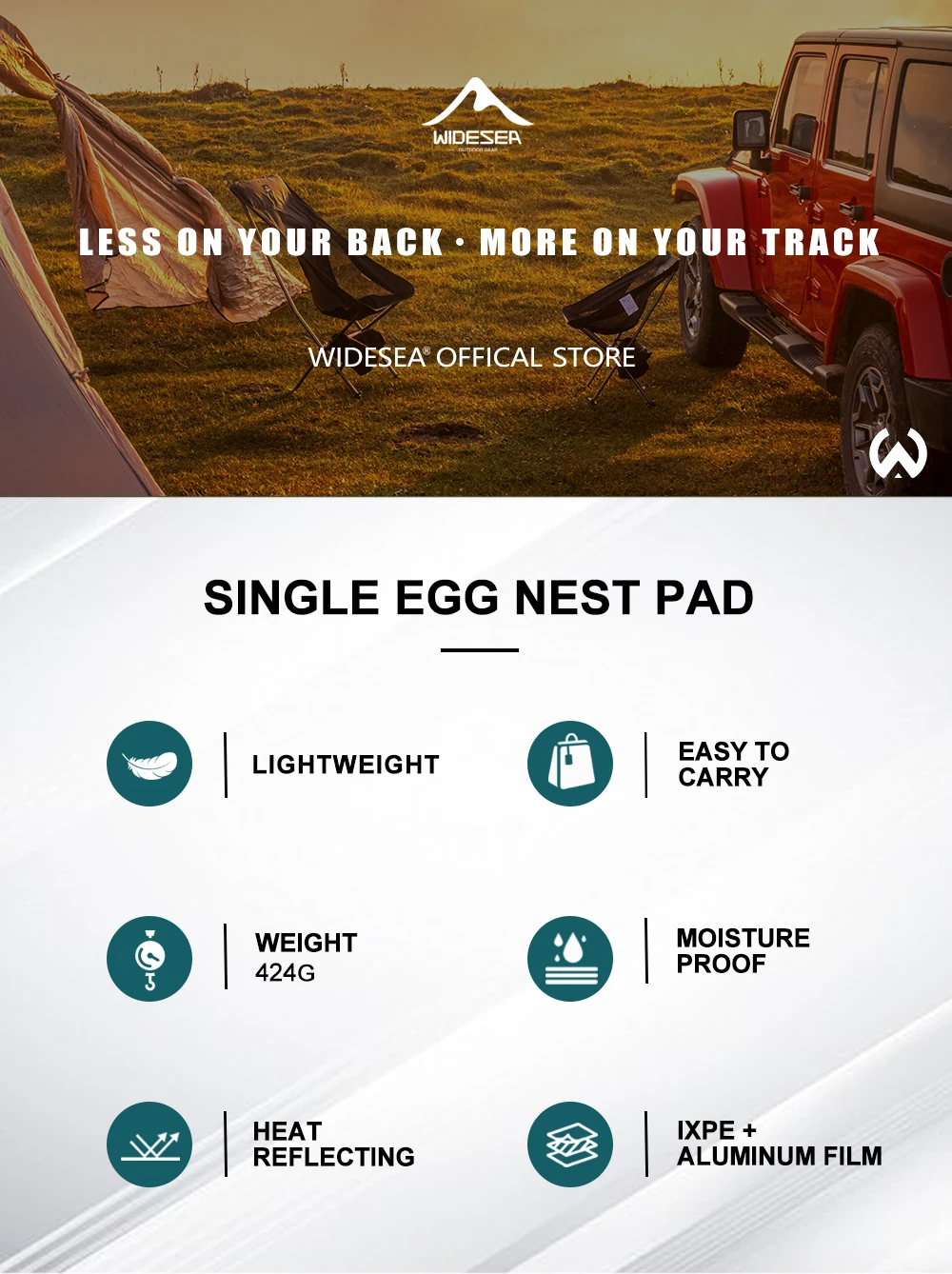 Ultraleichte, zusammenklappbare Eiernest-Camping-Pad, tragbare Schaumstoff-Isomatte mit Aufbewahrungstasche für Outdoor-Wandern, Rucksackreisen, Camping – Detail 1