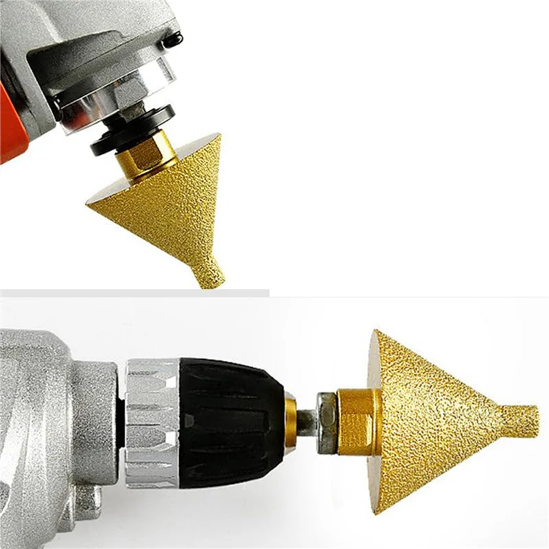 ABUL-2X Diamond Beveling Chamfer Bit For Angle Grinders, 5/8In 11 Thread Countersink Drill Bits, Diamond Cone Tile Bit Small