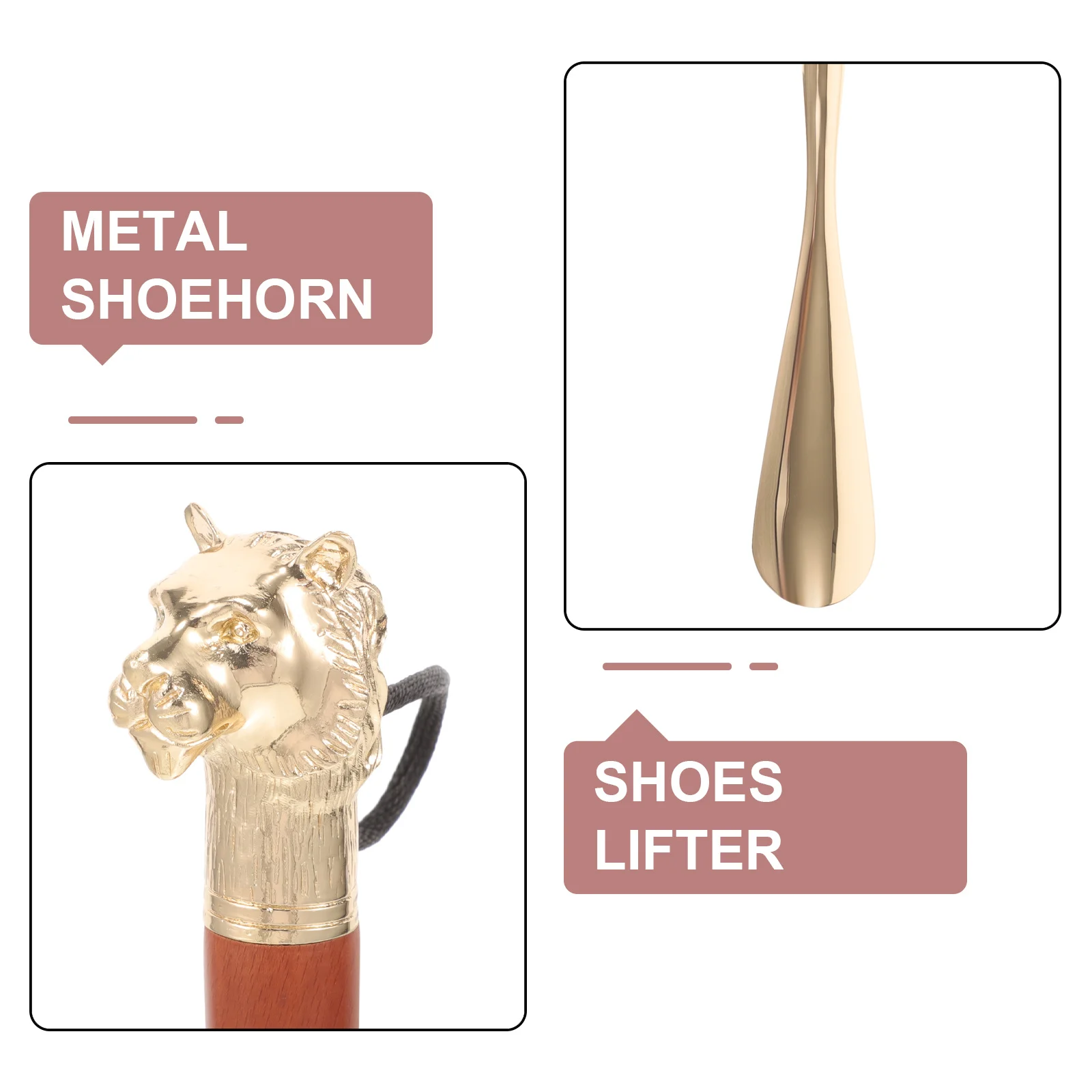 Long Shoe Horn for Adults Sturdy Alloy Beech Wood Extended Handle Shoe Lifting Helper for Seniors Pregnant Women Travel Use