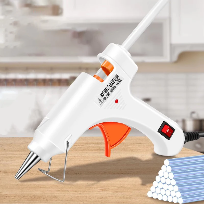 80W Hot Melt Glue Gun With 7MM Transparent Glue Stick Mini Gun Home Electric Heat Temperature Gun Repair Tool Special Stick Set