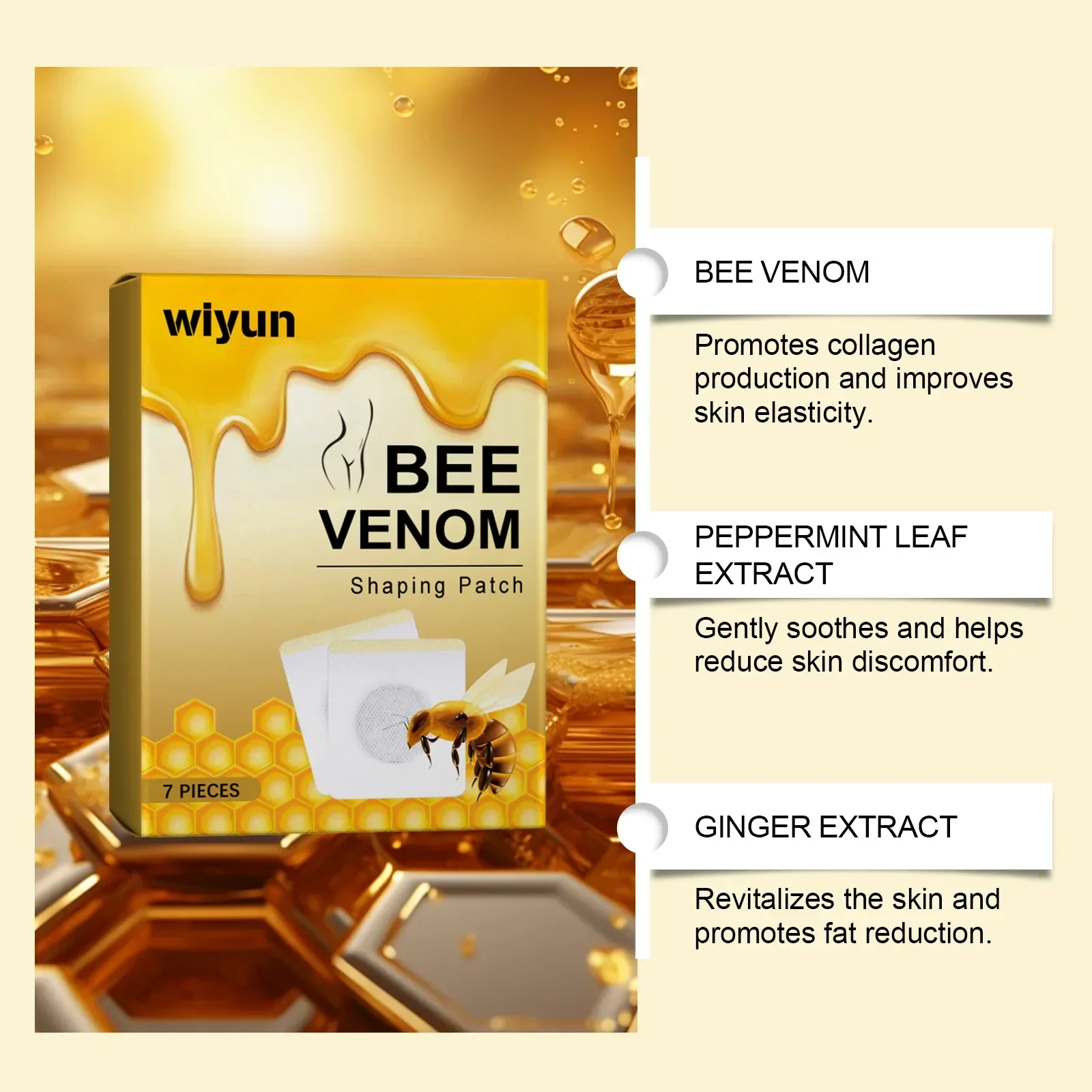 Bee Venom Body Drainage Shaping Patch Relieve Arthritis Pain and Inflammation Lymphatic Drainage Patch Burning Quick Patch