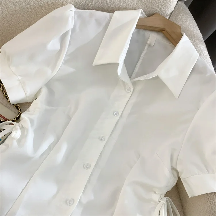 Camisas de manga curta das mulheres blusa de impressão artística estética verão streetwear solto ajuste botão até turndown colarinho elegante moderno