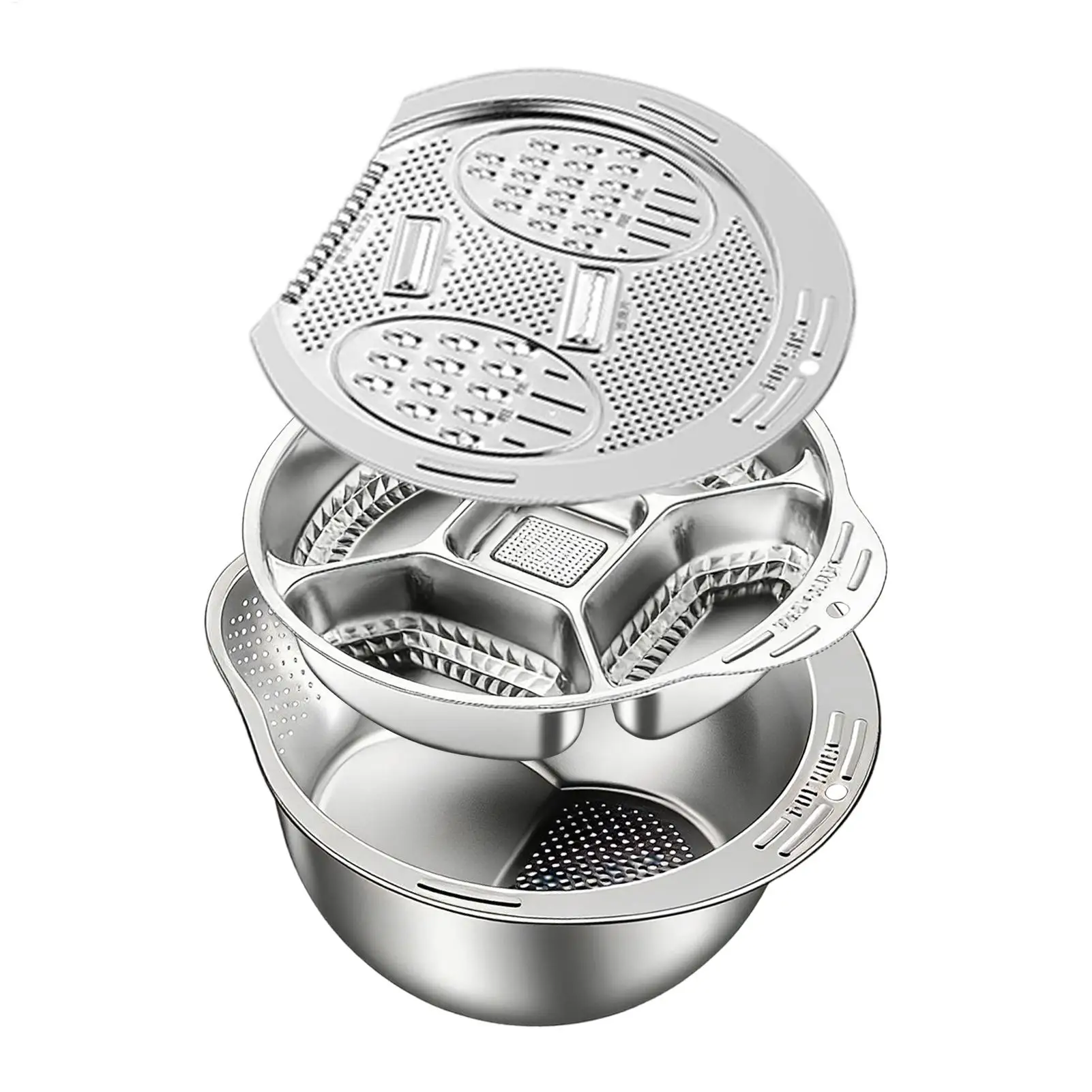 Rice Washer Strainer Slanted Bottom Mesh Container Stainless Garlic Grater Dish Set for Kitchen Household Ginger Scallion