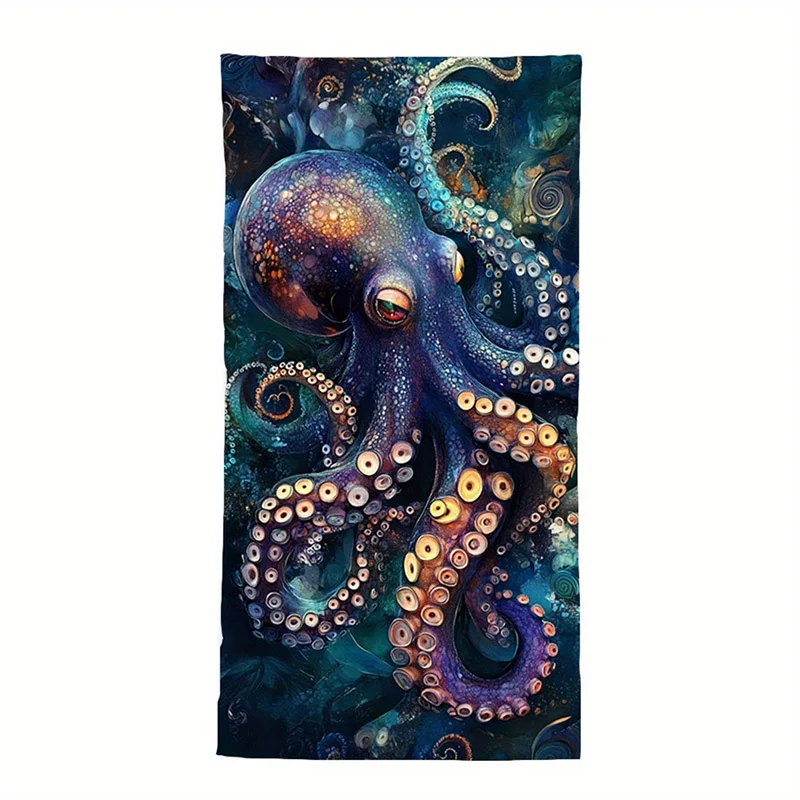 Octopus Beach Towel, Psychedelic Ocean Art, Fantasy Sea Creature Print, Quick Dry Microfiber, Unique Gift for Marine Lovers