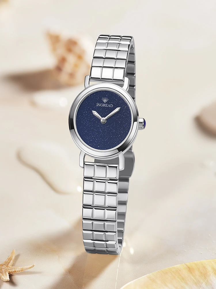 INGREAD-Relógio de luxo glamouroso feminino, movimento de quartzo impermeável, pulseira de aço com vidro safira, fivela borboleta, 300m, GL24