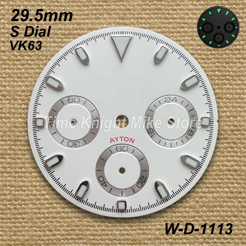 29.5mm Panda DTN S Dial For VK63 Movement Green Luminous High-Quality Watch Modification Accessories