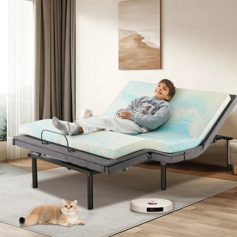 Electric Queen Size Ergonomic Adjustable Frame with Wireless Remote Zero Gravity Bed with 2 USB Ports For Room