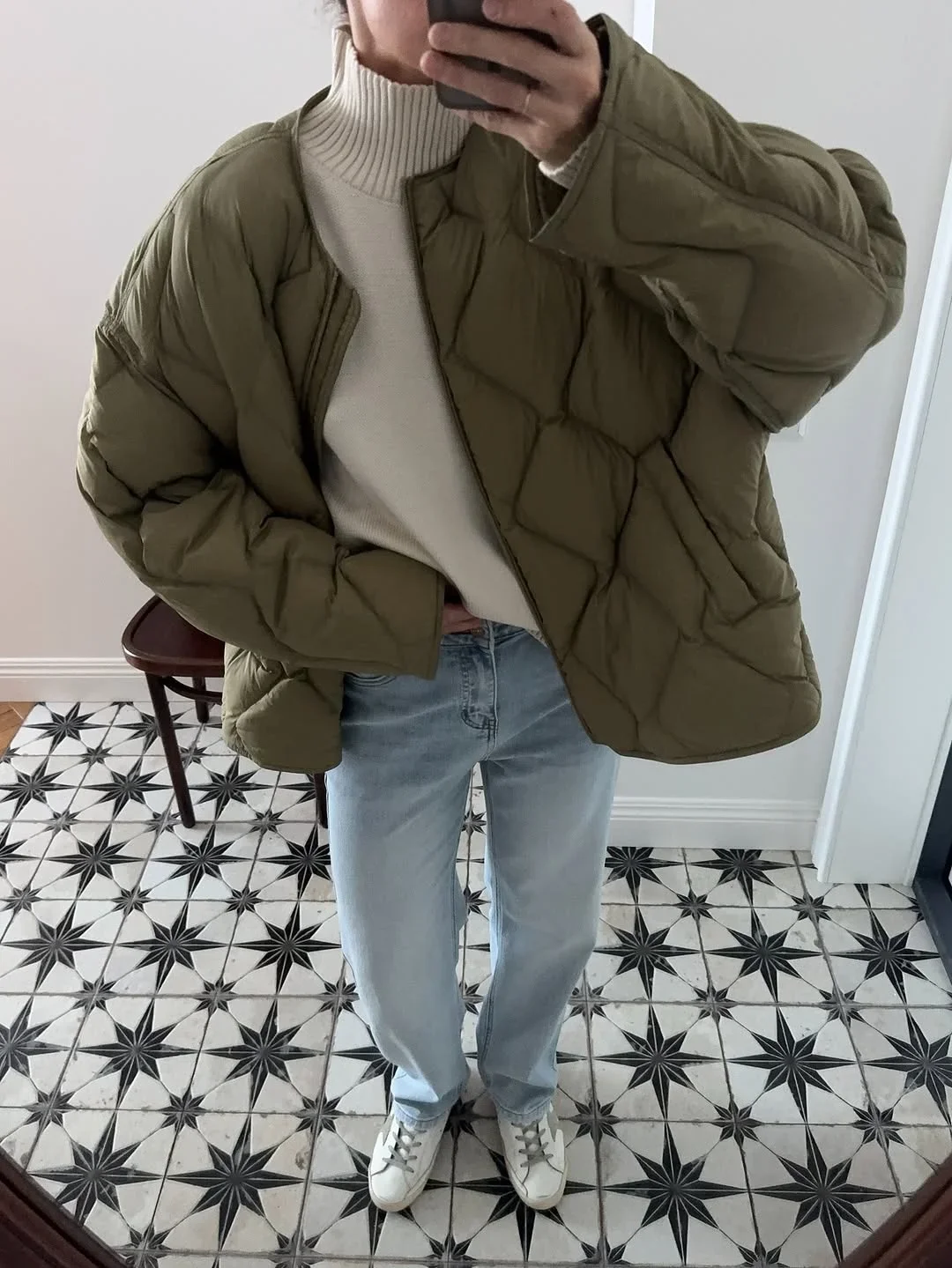 Solid Lightweight Quilted Warm Puffer Jacket Women Chic Crew Neck Zip Up Loose Cotton Padded Coat Winter Lady Daily Outfit 2026