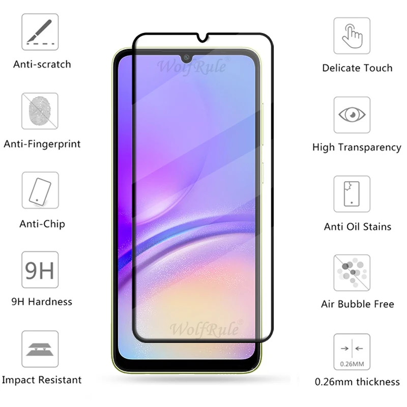 6-in-1 For Samsung A05S Glass Samsung Galaxy A05S A34 A14 A04S A24 A25 A05 Glass Full Screen Protector Samsung A05S Lens Glass