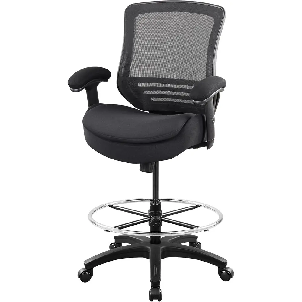 

400 lbs Capacity Ergonomic Dual Seat Cushion Chair or High Standing Desk with Lumbar Support and Adjustable Footrest - Black