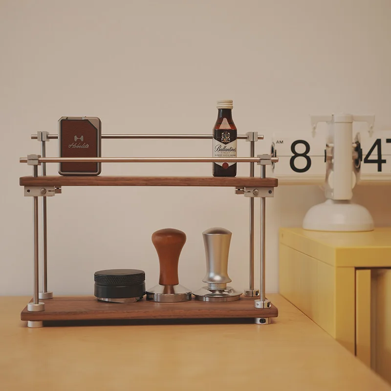 

Light Shaft Black Walnut Cherry Wood Retro Medieval Industrial Style Cafe Cup Holder Blind Box Figure Storage Rack