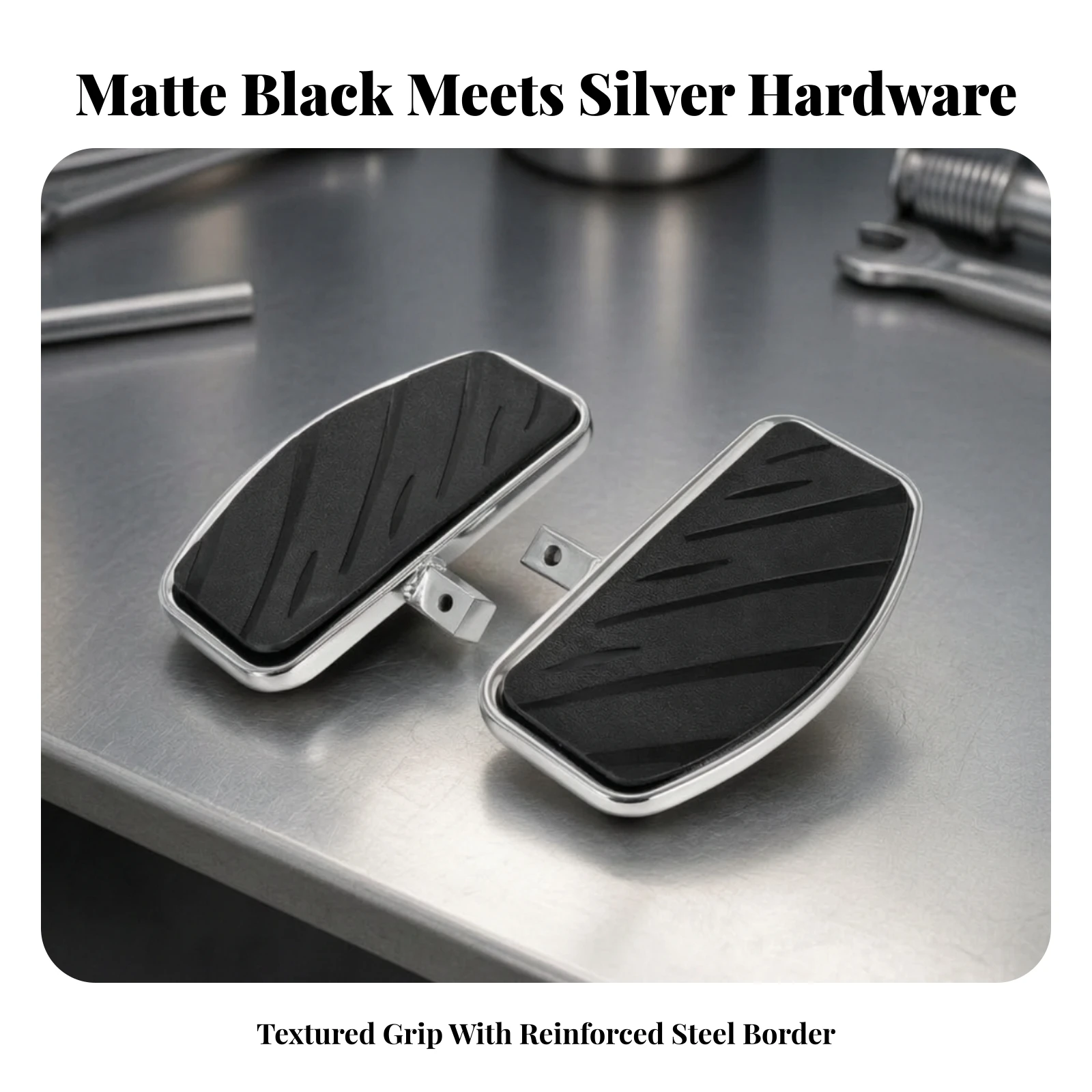 3 Pieces Motorcycle Footpeg with Mounting Bracket Skid-Proof Footpegs with Mounting Bracket Foot Pegs Easy to Install Footrests