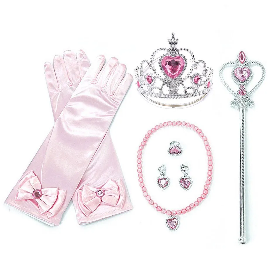 Conjunto de acessórios para meninas, elsa e anna, crianças, dia das bruxas, ação de graças, festa cosplay, aurora, bela sofia, rainha da neve, coroa, conjunto de varinha de trança