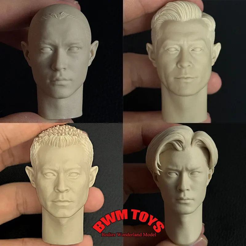 Unpainted DIY 1/6 Scale Male Soldier Louis Koo White Model Head Chinese Hong Kong Actors Head Sculpt For 12in Action Figure Doll
