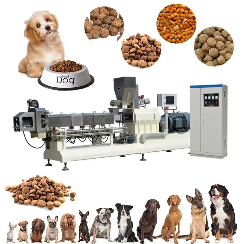 Full Production Line Feed Extruder Dog Pellet Processing Machine Animal Pet Food Equipment Making Plant