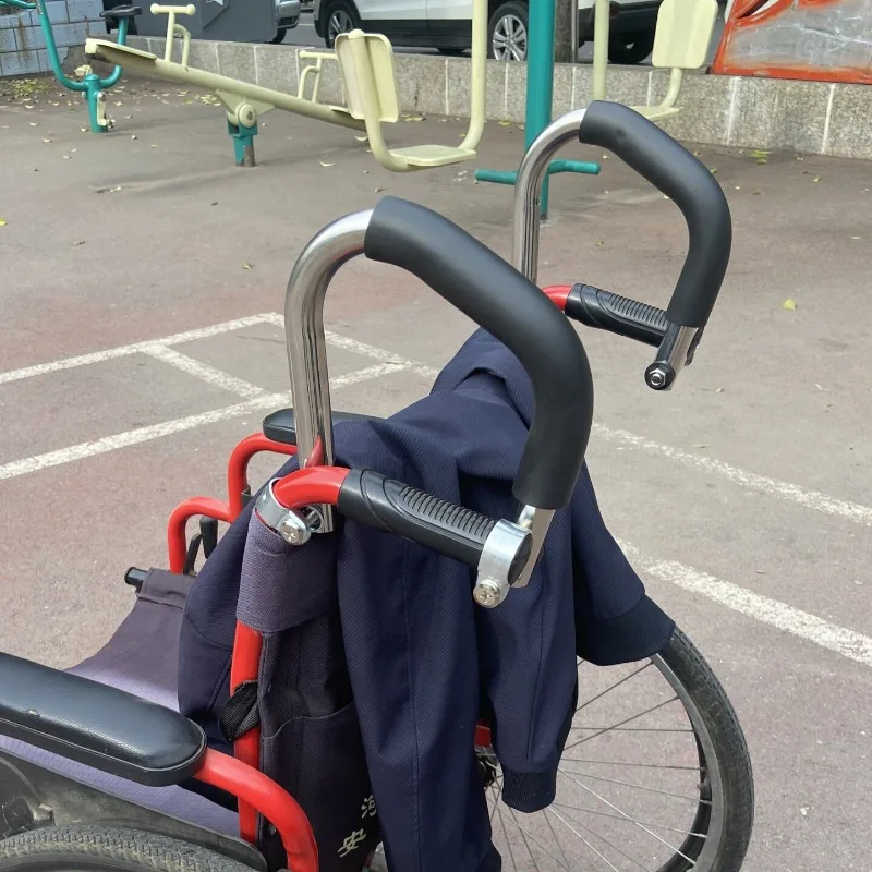 One Pair Wheelchair Cart Handle Elevator Universal Accessories Thickened Stainless Steel Wheelchair Handle Elevator Accessories