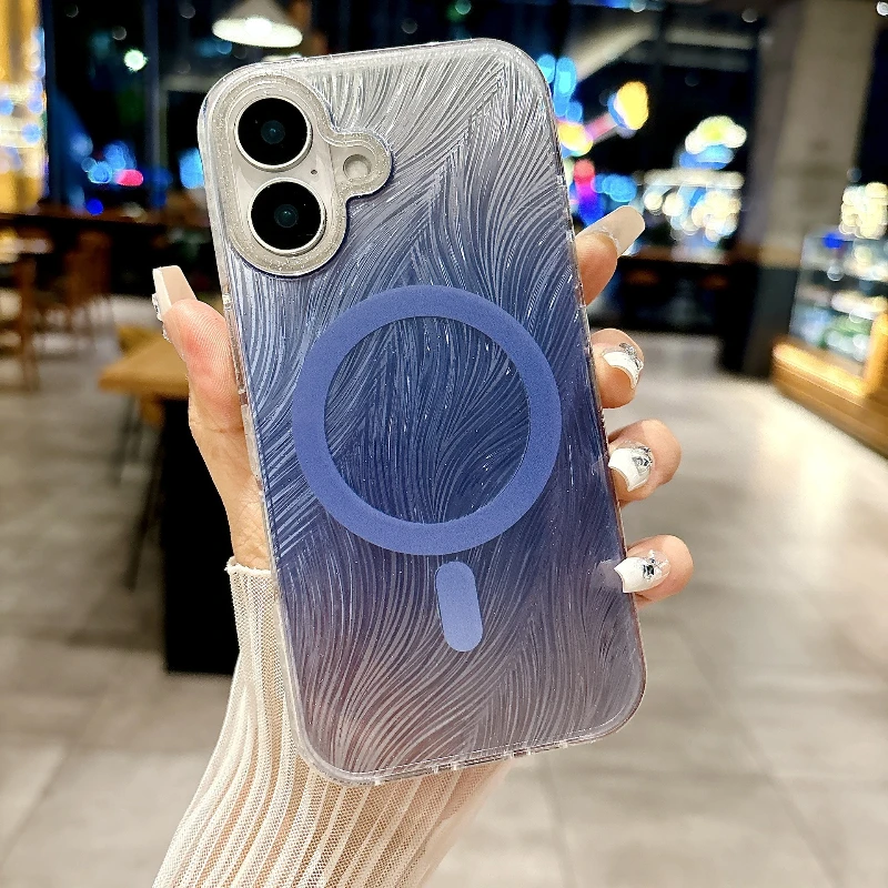 

Gradient Magnetic Attraction Suitable for iPhone 16Promax Phone Case 15Pro Colorful 14 13 Half Pack Anti Drop Protection Cover