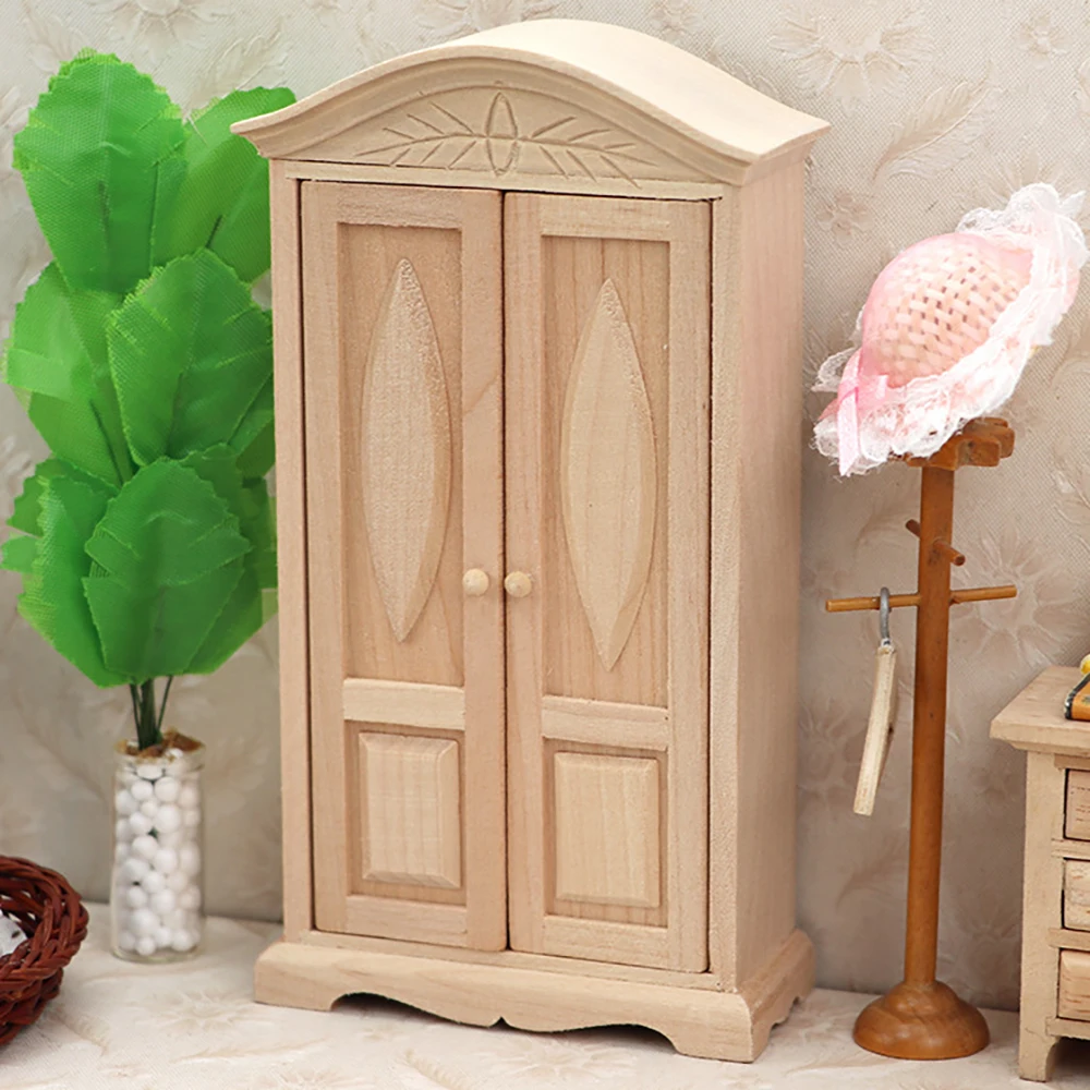 

1/12 кукольный домик, миниатюрный деревянный шкаф с резьбой, мини-гардероб, модель игрушки, аксессуары для кукольного дома, украшение ob11 bjd